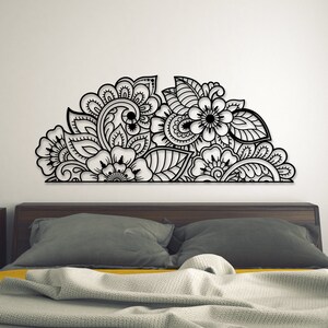 Durga Flower Mandala Wall Art, 2 Piece Wall Art, Metal Wall Decor, Bedroom Wall Decor, Metal Wall Art, Nature Art, Above Bed Decor image 1