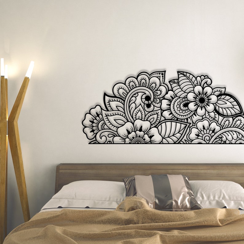 Durga Flower Mandala Wall Art, 2 Piece Wall Art, Metal Wall Decor, Bedroom Wall Decor, Metal Wall Art, Nature Art, Above Bed Decor image 3