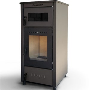 Wood Burning Stove Superior Cast Iron Black Modern Indoor Winter Heater Cooking with Oven High Efficiency