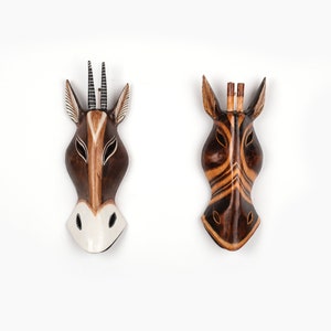 Punda - houten masker set, houten masker, houten wand opknoping, authentieke wand opknoping, handgemaakte muur opknoping