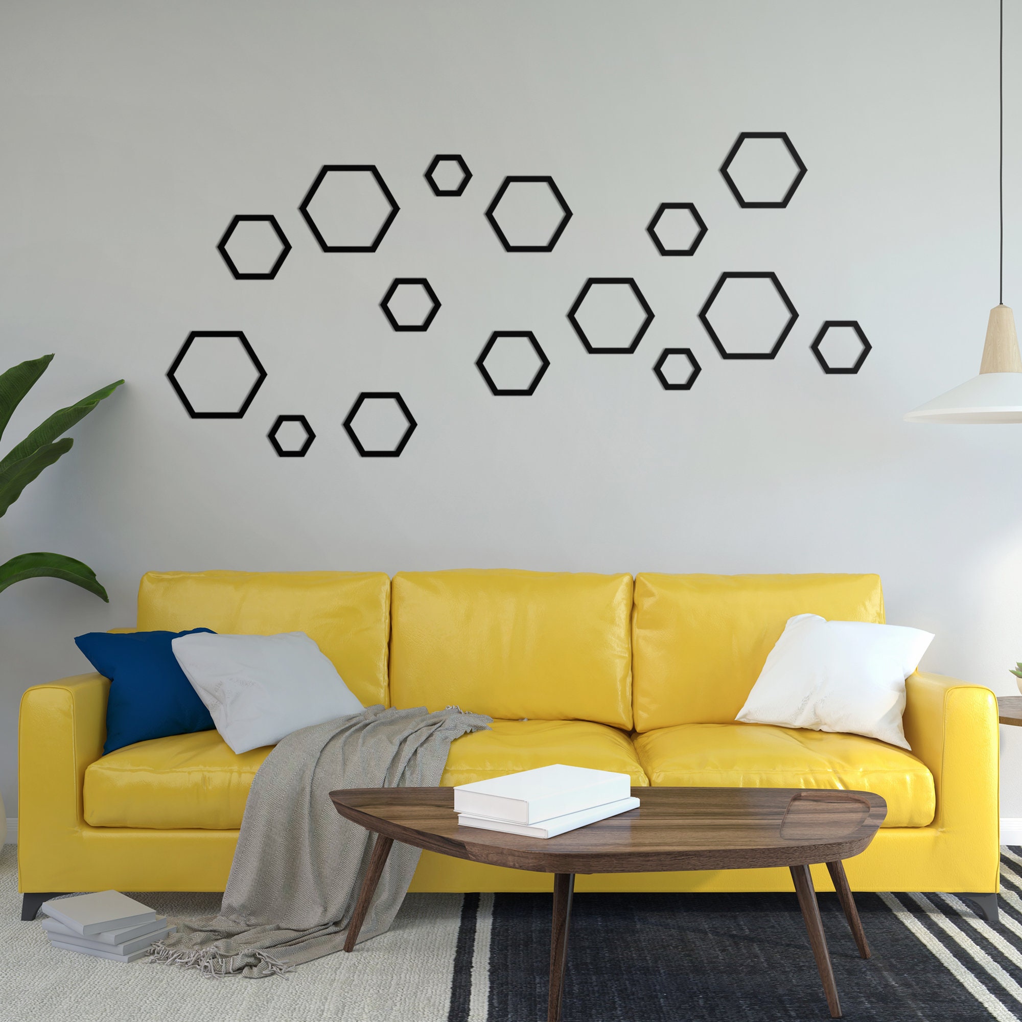 Metal - Hexagon Wall Etsy Wall Decor Modern of the Wall Art Decor Livingroom 15 Minimalist for Gift Housewarming Set