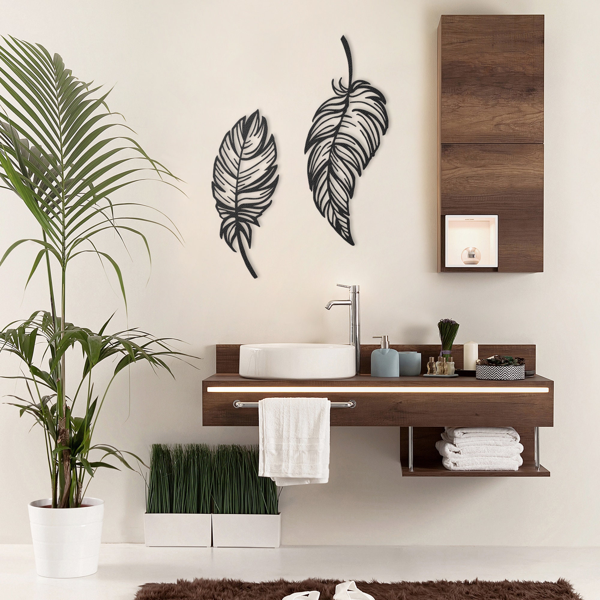 Feathers Metal Wall Art Metal Feathers Decor Metal Decor Etsy