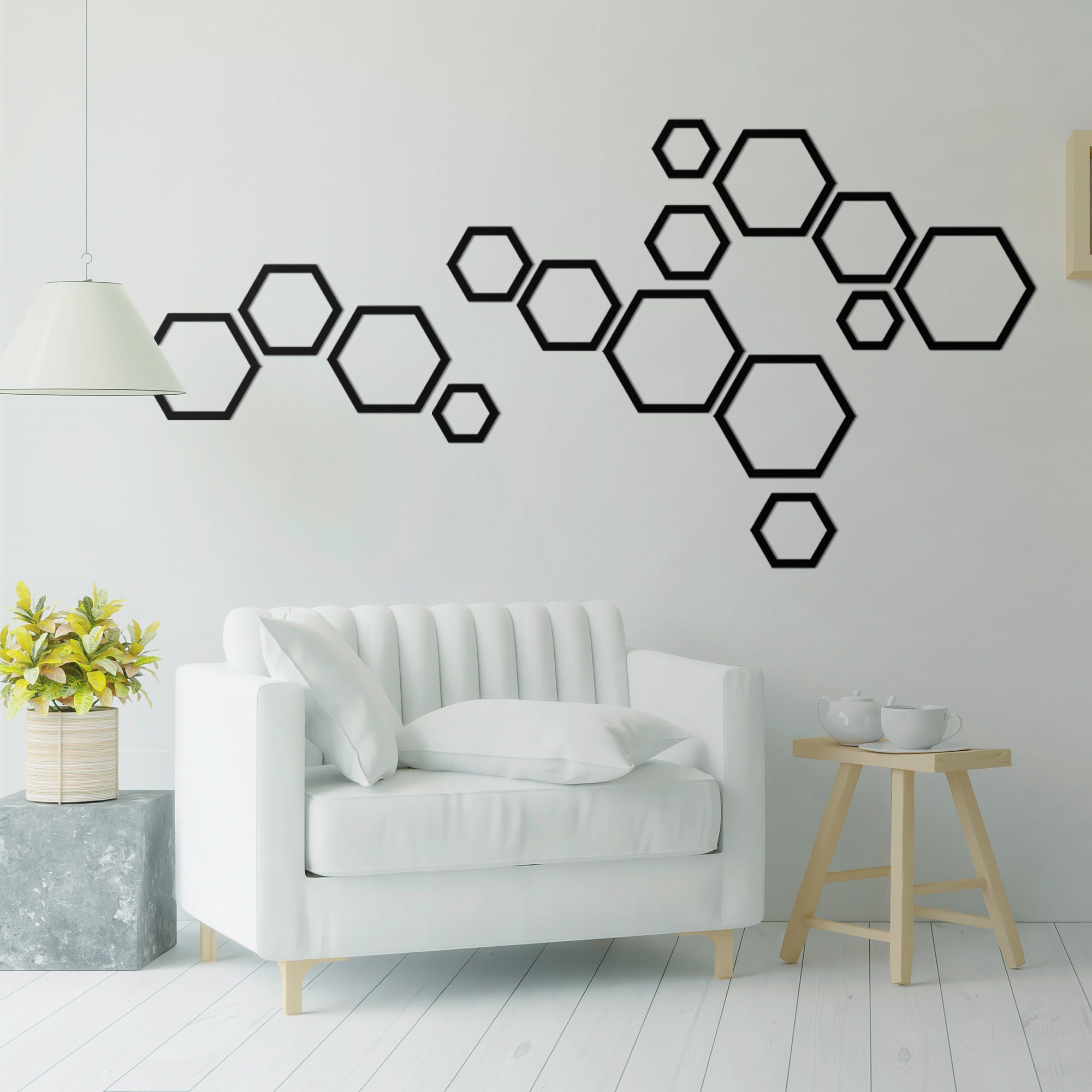 Set of 15 the Hexagon Metal Wall Art Modern Wall Decor for Livingroom  Minimalist Wall Decor Housewarming Gift - Etsy