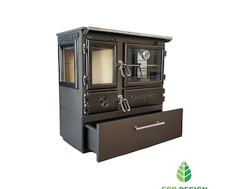 Multifunctional Wood Burner Stove: Kitchen & Living Room Heating, Stovetop Cooking, Baking Oven