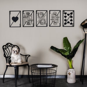 Royal Flush Metal Wall Art Playing Card Deck Poker Royal Queen King Black Luxury Monochrome Casino Poker House Decoration