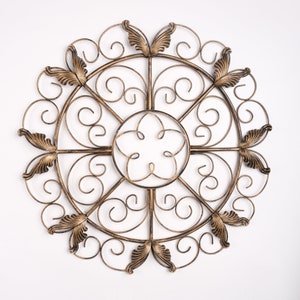 Golden Wings, Floral Wall Decor, Floral Wall Art, Housewarming Gift, Decorative accents , Decorative Floral Wall Art, Vintage Metal Wall Art