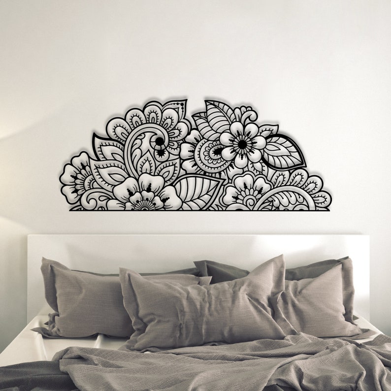 Durga Flower Mandala Wall Art, 2 Piece Wall Art, Metal Wall Decor, Bedroom Wall Decor, Metal Wall Art, Nature Art, Above Bed Decor image 2