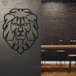 Lion Metal Wall Decor Geometric Wall Art Metal Lion Head image 3