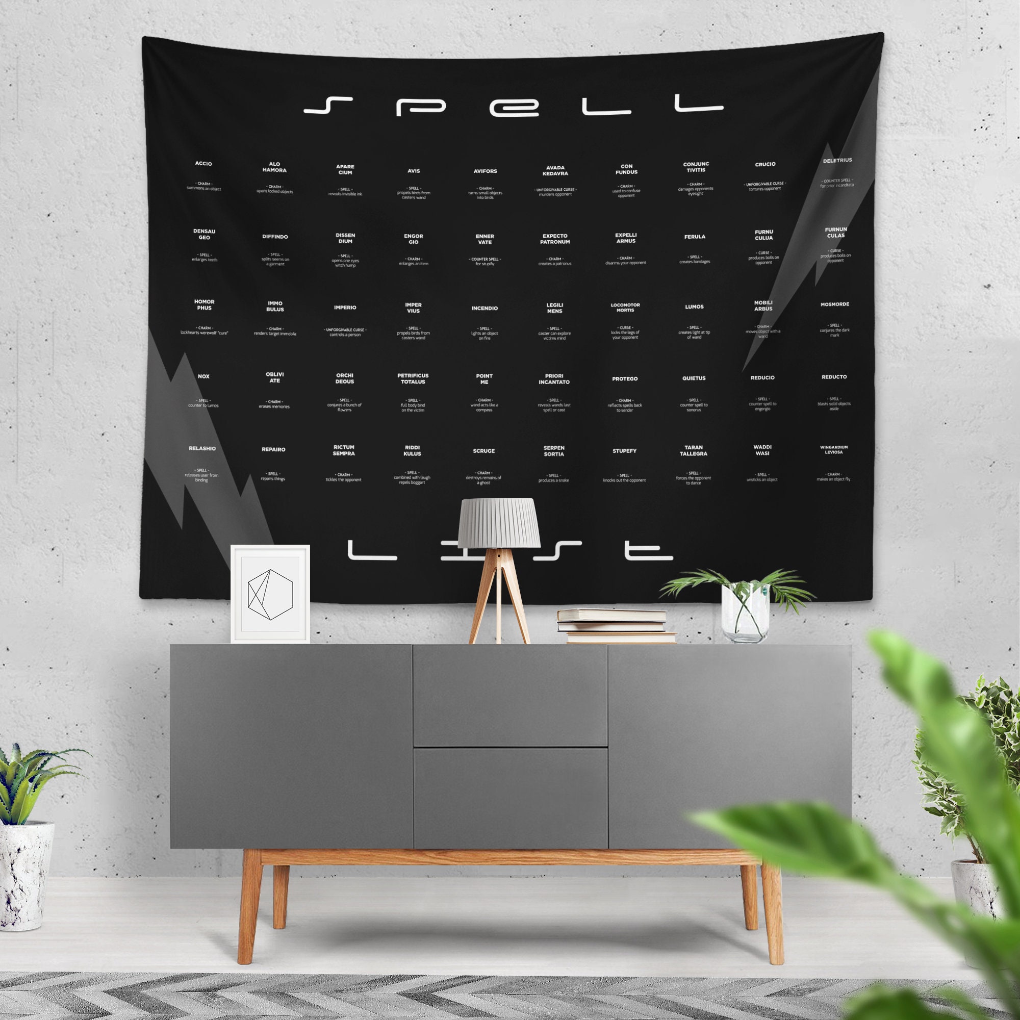 Spell List Wall Tapestry: 100% Cotton Ethnic Wall Art