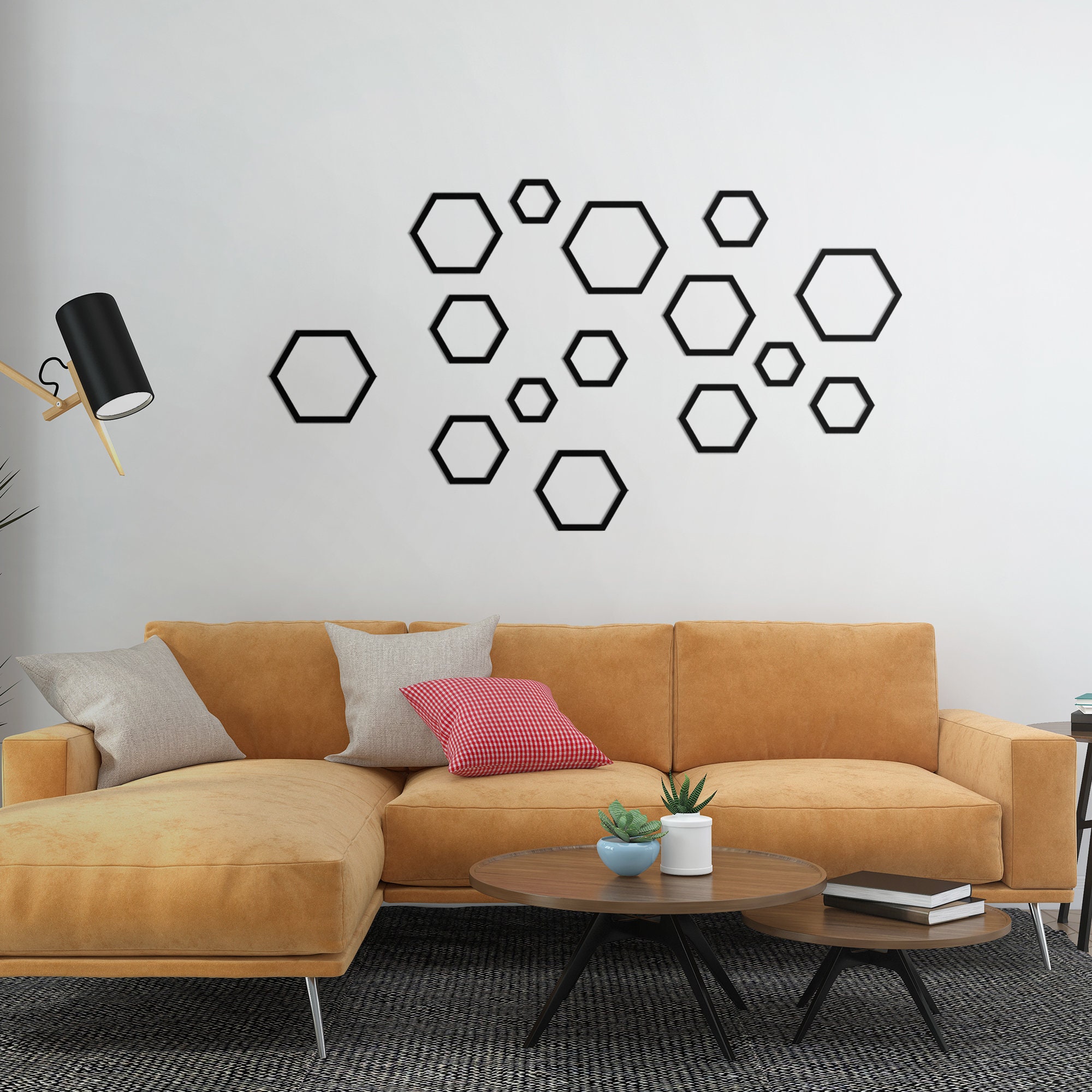 Set Wall Modern Wall Decor of Decor Etsy Livingroom Hexagon for - Minimalist 15 Gift Metal Housewarming the Wall Art