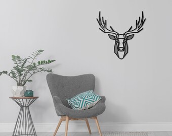 Deer Metal Wall Art,Metal Wall Sign,Metal Wall Hanging,Office Wall Art,Above Couch Decor,Living Room Decor,Housewarming gift,Laser Cut Art