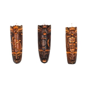 Safari - Wooden Mask Set, Wooden Mask, Wooden Wall Hanging, Authentic Wall Hanging, Handmade Wall Hanging