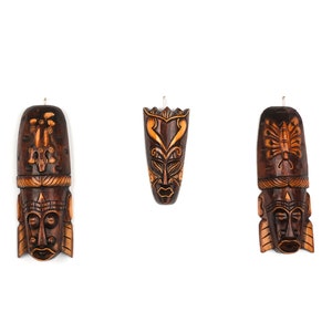 Kwanza - houten masker set, houten masker, houten wand opknoping, authentieke wand opknoping, handgemaakte muur opknoping