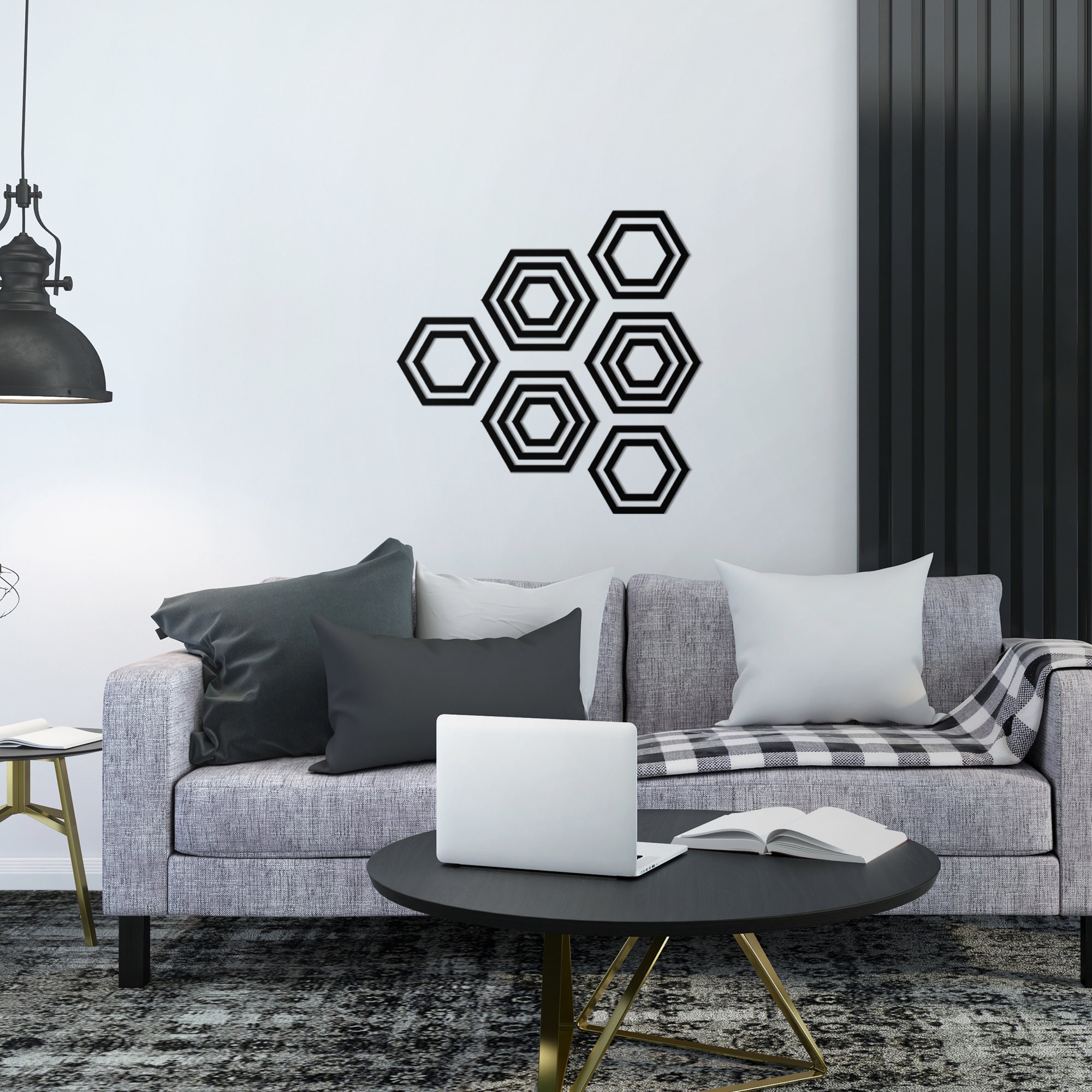 Metal 15 Housewarming Modern Set of the Wall Wall Minimalist Gift for - Wall Livingroom Art Decor Etsy Decor Hexagon