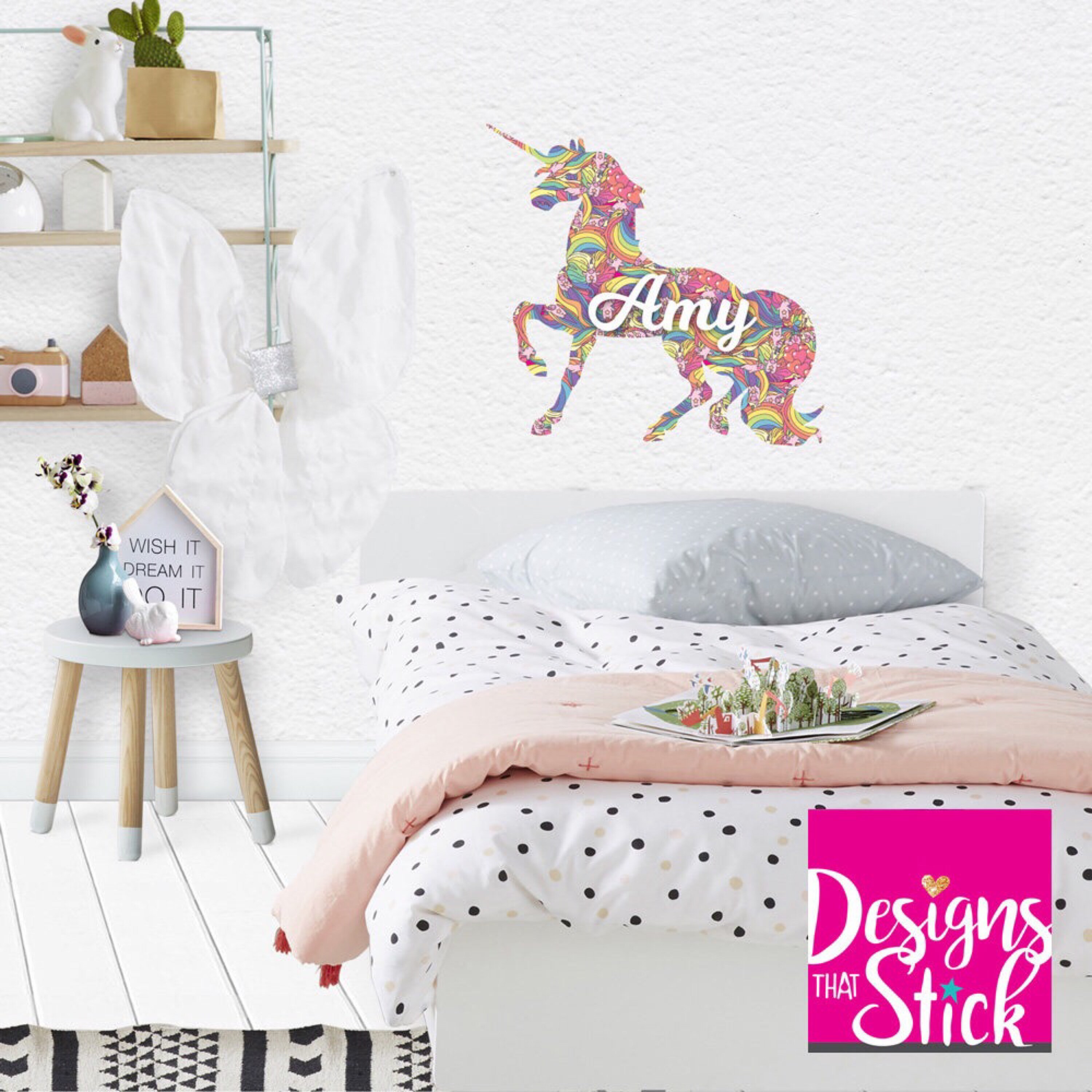 Unicorn Personalised Wall Sticker: Kids Bedroom, Door ...