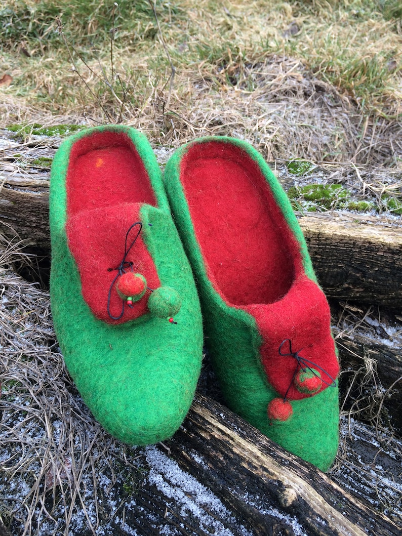 Fairy shoes felted . Fairy green Etsy