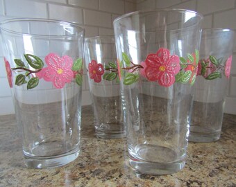 Sets Of TWO Franciscan Desert Rose Beverage/Iced Tea Glassware Made in Portugal/England 1980s