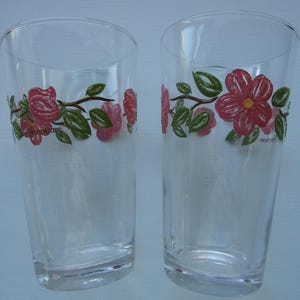 Sets of TWO Franciscan Desert Rose Beverage/Iced Tea Glassware Made in Portugal/England 1980s