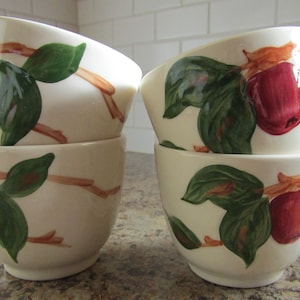 Sets Four Franciscan Apple Coffee Flat Cups, Sets Four Saucers