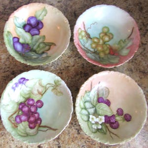 Hand Painted Limoges France Fruit Bowls: Signed & Dated 1904