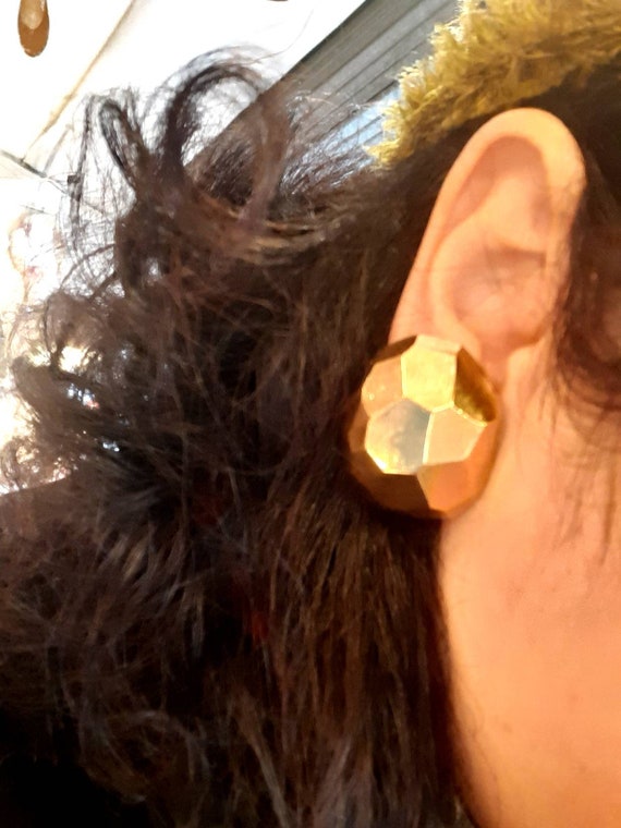 Boucles D'oreilles Clip Vintage Gil D'Agena - Paire Ancienne Dorée, Occasion En Bon état