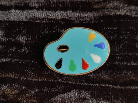 Adorable enamelled palette brooch from the late 1… - image 1