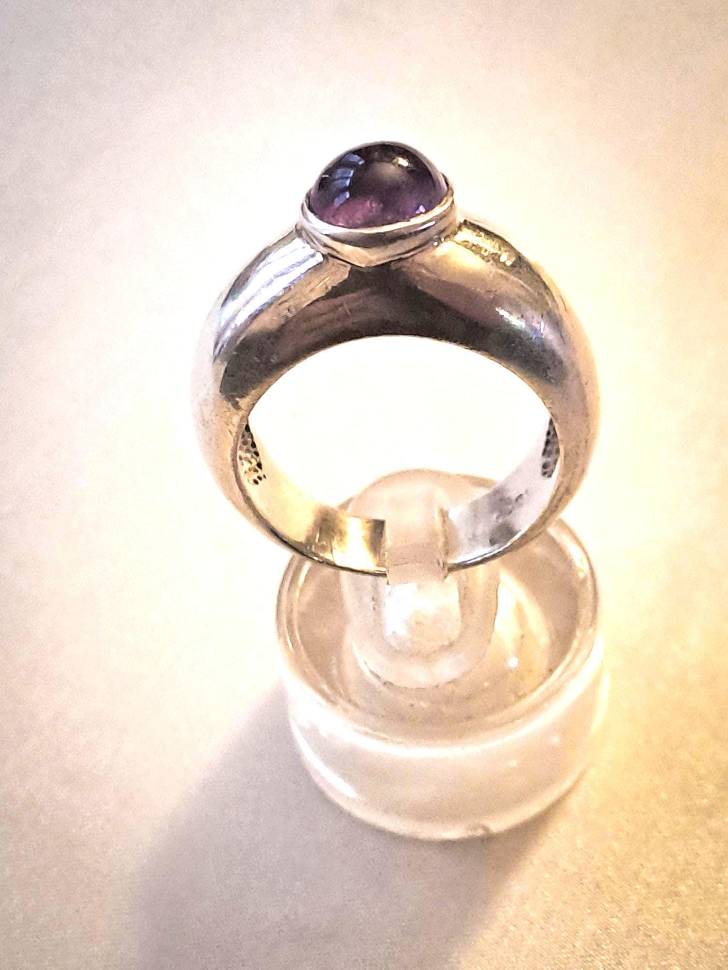 Bague Années 2000 - Motif Floral En Cabochon, Métal Doré Et Résine Multicolore - Taille 53