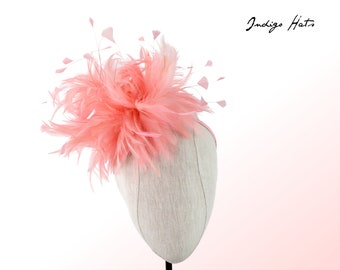 Dusky Pink Feather Hat