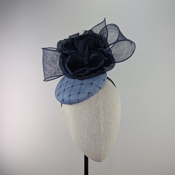 Blue & Navy with silk flower