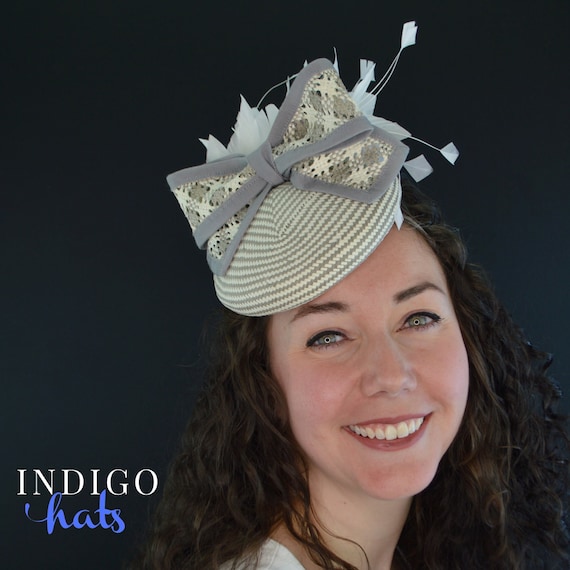 Gray striped Cocktail Hat