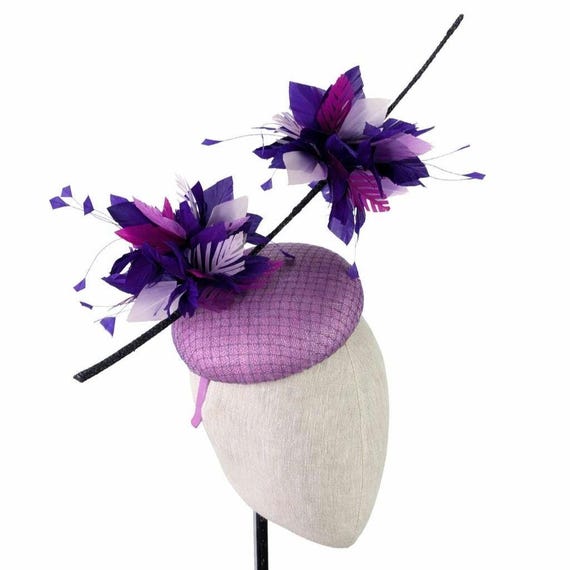 FLEUR VOLANTE - with mauve purple and lilac feathers