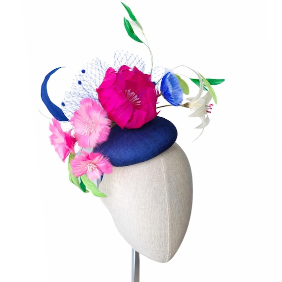 ISOLDE - Cobalt Pinokpok with handmade feather flowers
