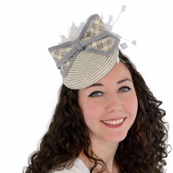 Gray striped Cocktail Hat