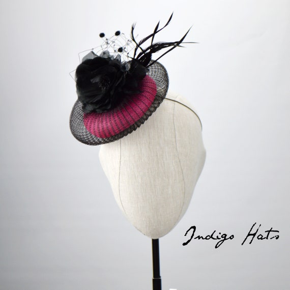 Pink and Black Kentucky Derby Cocktail Hat.