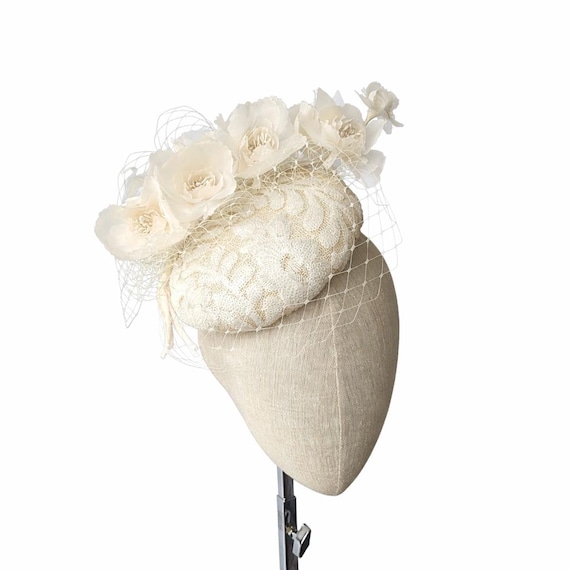 VIOLA - Ivory flower bough pillbox style
