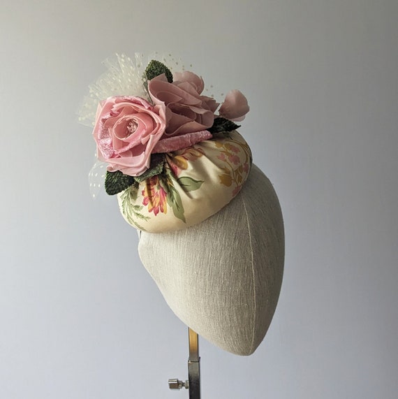 Floral Cream and Pink Silk