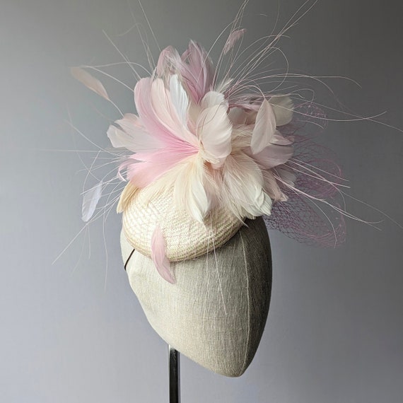 Light pink and cream Kentucky Derby Hat.