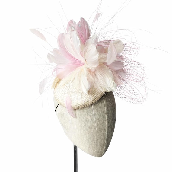 Light pink and cream Kentucky Derby Hat.