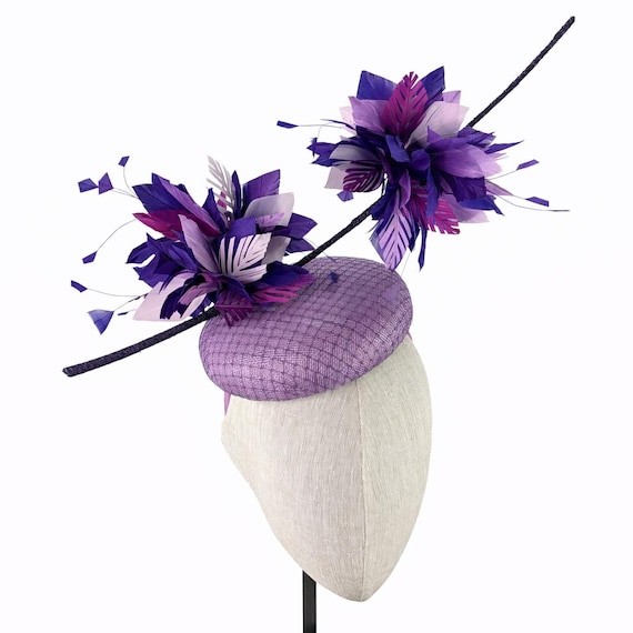 FLEUR VOLANTE - with mauve purple and lilac feathers