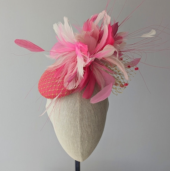 Shades of Pink with Gold Cocktail Hat.