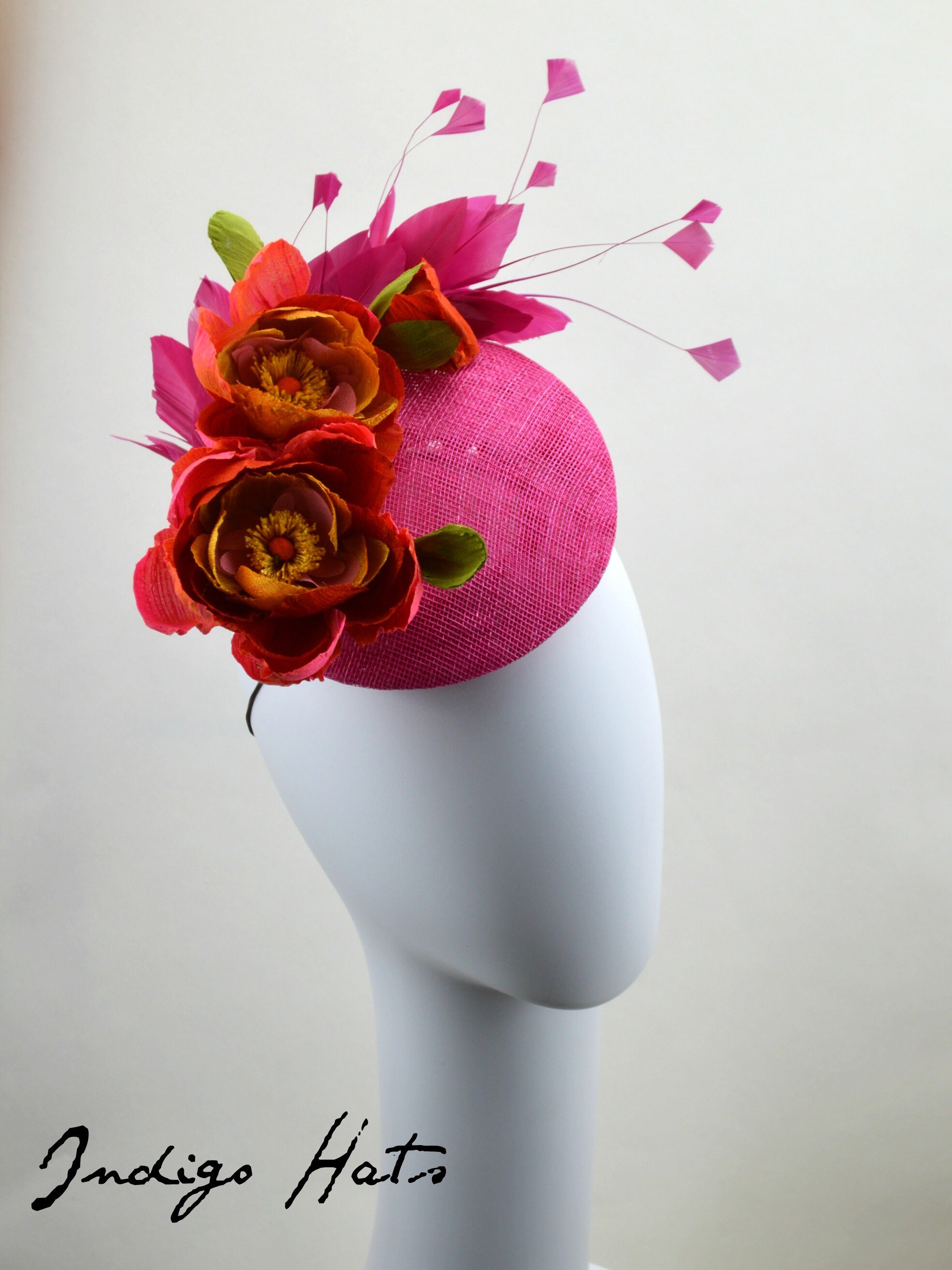 coral pink wedding hats