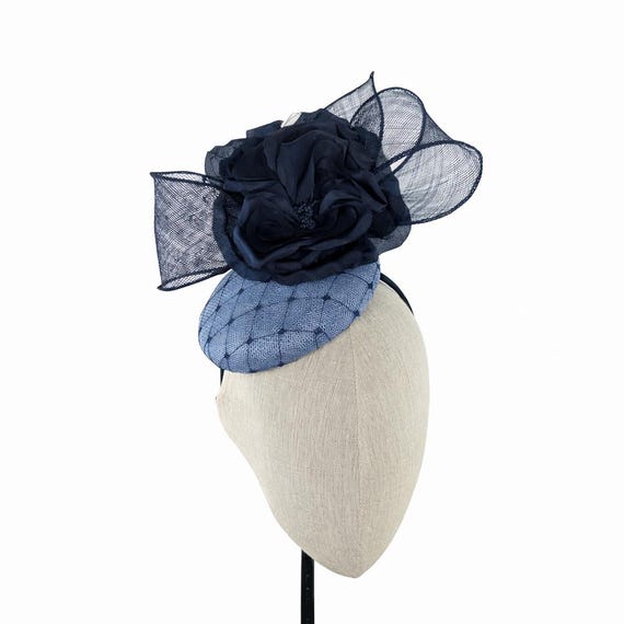 Blue & Navy with silk flower