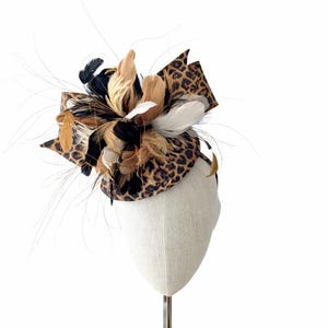 Leopard Print Hat With Feathers and Bow. Organic Cotton Wild  display picture 1