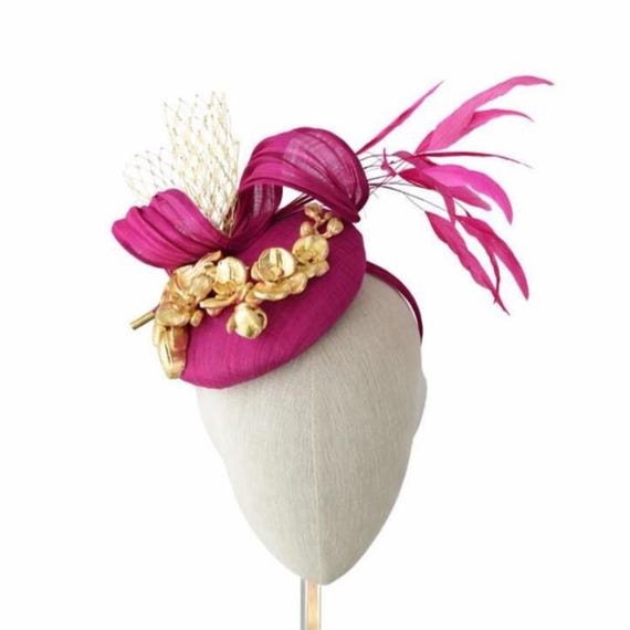 GILDED - Magenta Pink Silk Abaca with swirl and feathers