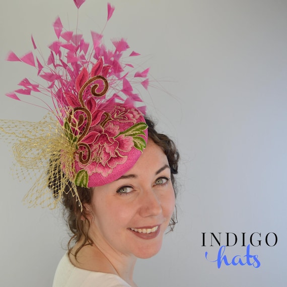 CUSTOMIZE Pink Embroidered Cocktail hat