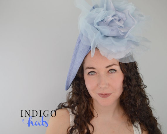 CUSTOMIZE - Light Blue hat with large rose