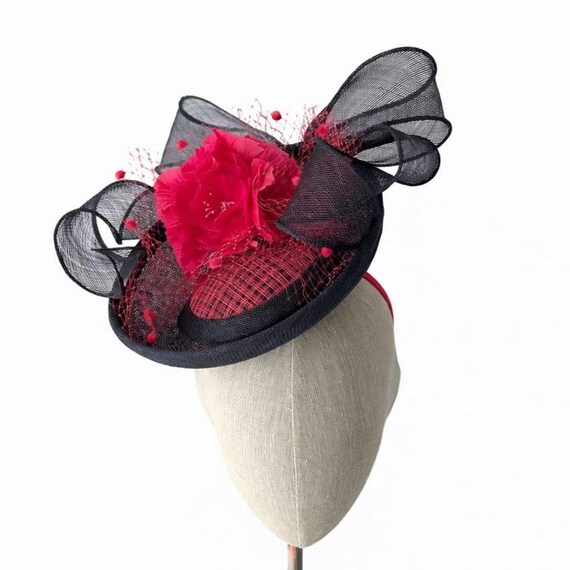 MARAIS - Navy Percher with Pink Feather Flower