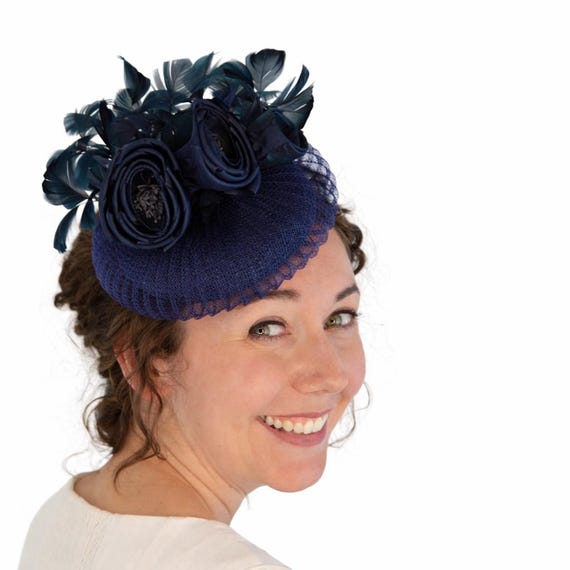 VERVE - CUSOMIZE COLORS - Pleated Navy Cocktail Hat