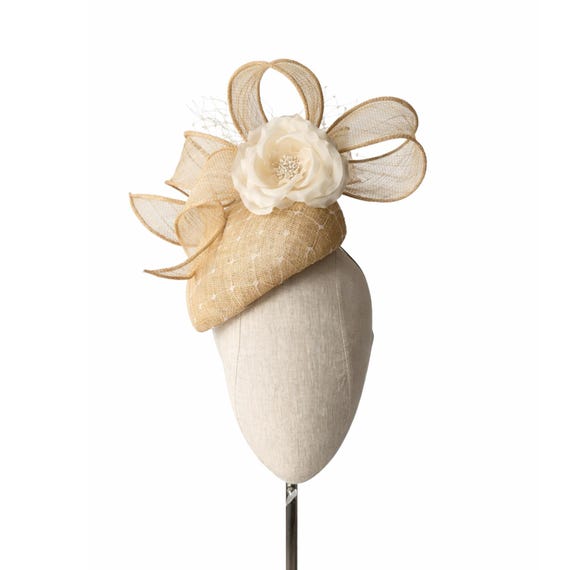 MAYFAIR - CUSTOMIZE Natural Straw Teardrop Pillbox Hat