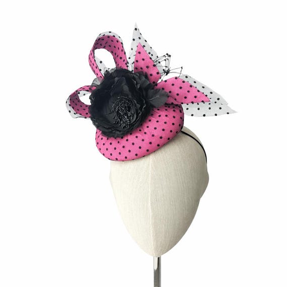 BURLESQUE - Hot Pink and Black Polka dot